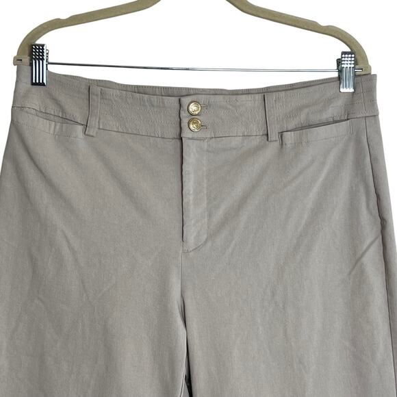 Chicos Womens Cropped Pants 2 (US 12) Beige Straight Leg Stretch Rayon Blend - Picture 2 of 5